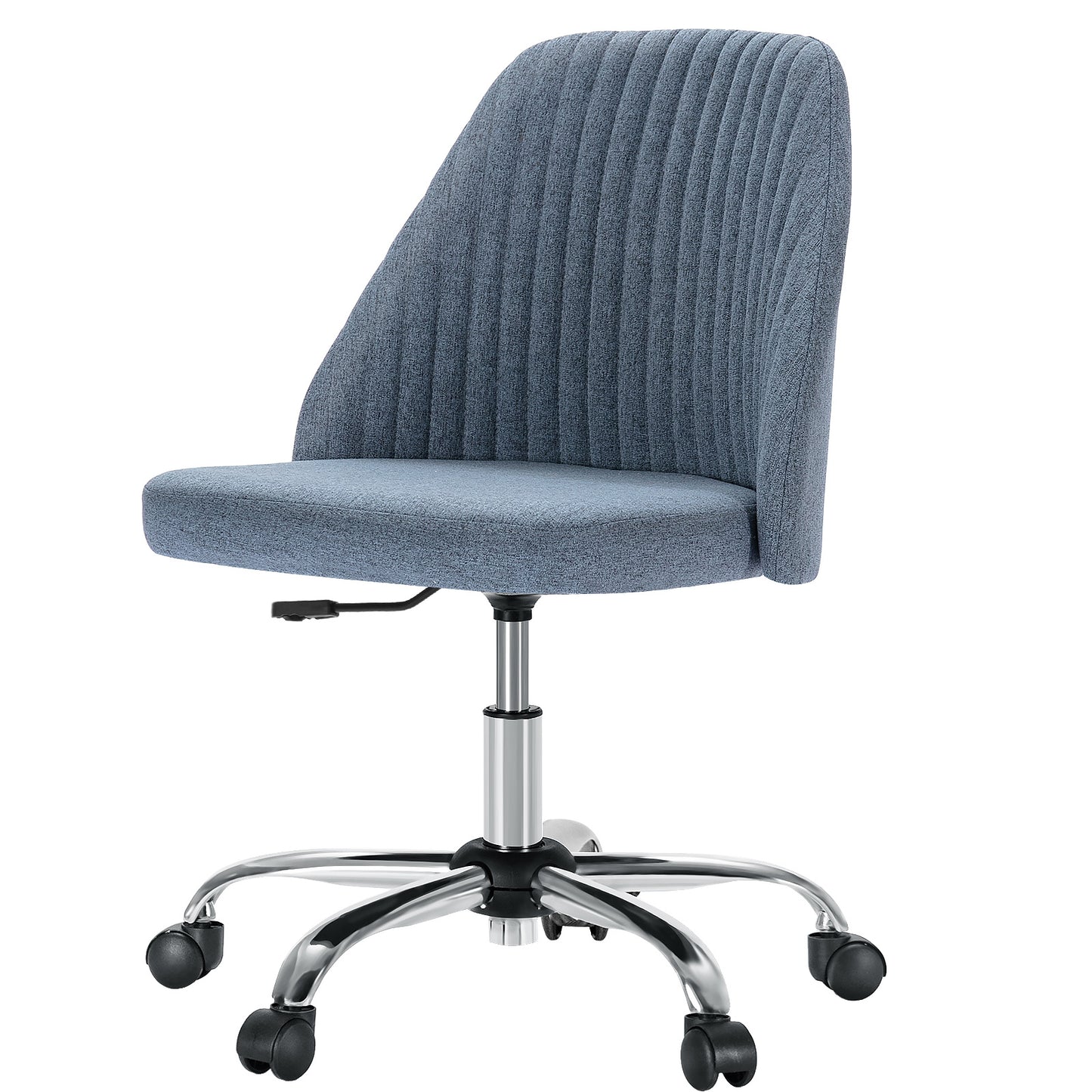 Modern Armless Fabric Swivel Office Chair with Wheels - Multiple Colors