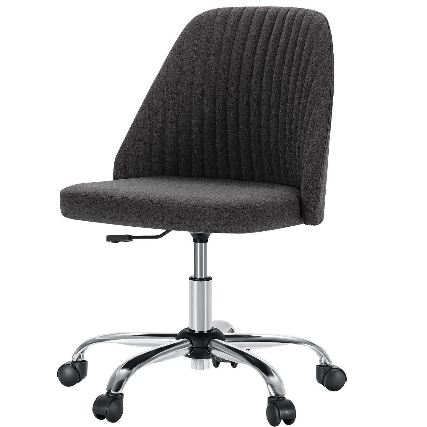 Modern Armless Fabric Swivel Office Chair with Wheels - Multiple Colors