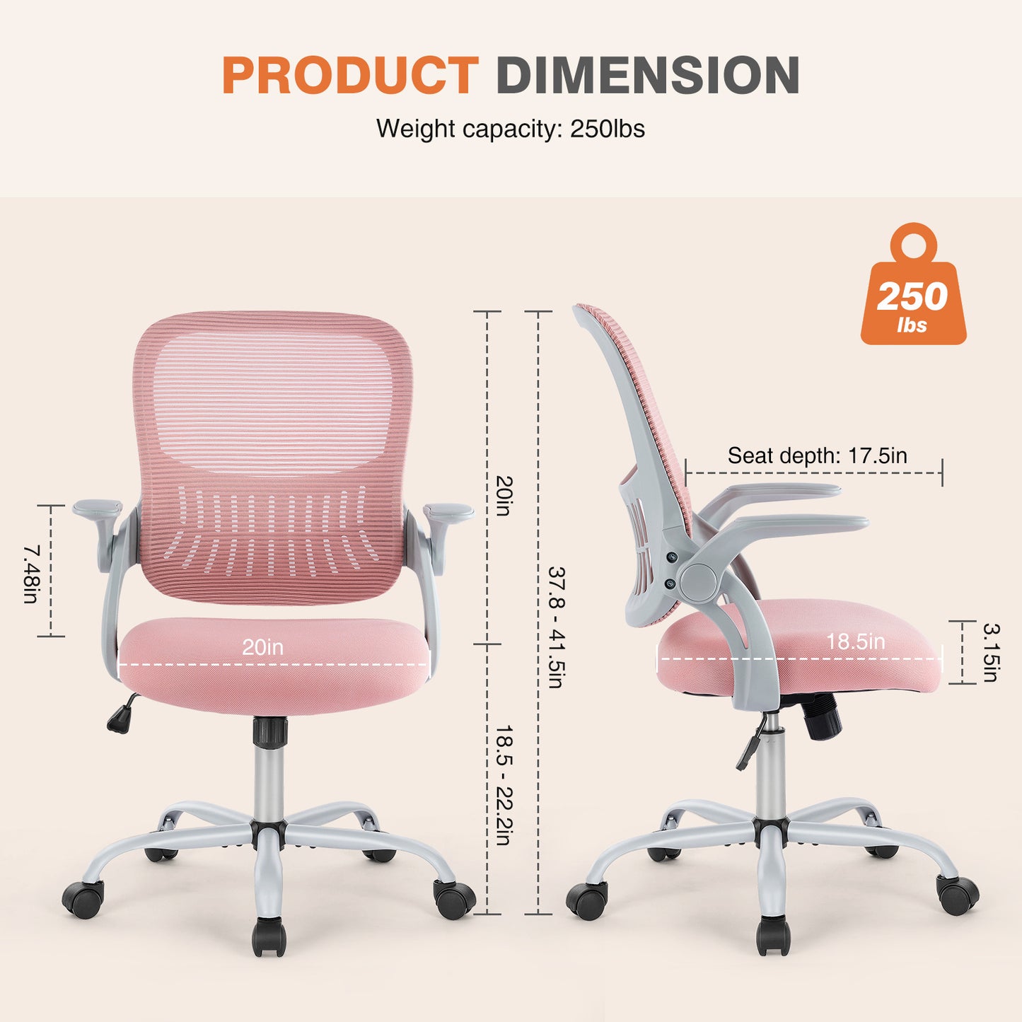 Tall Adjustable Office Chair for Standing Desk with Foot Ring
