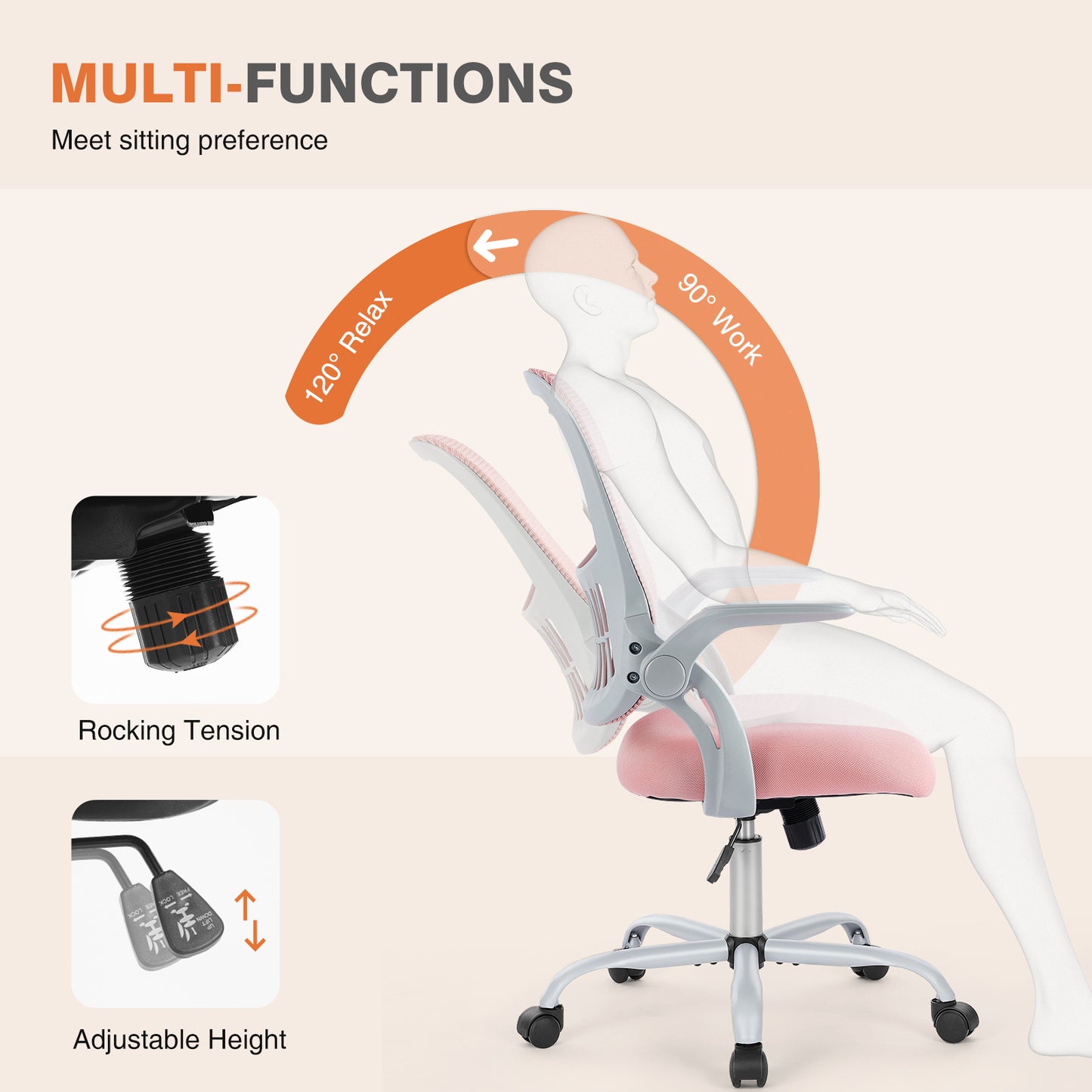 Tall Adjustable Office Chair for Standing Desk with Foot Ring