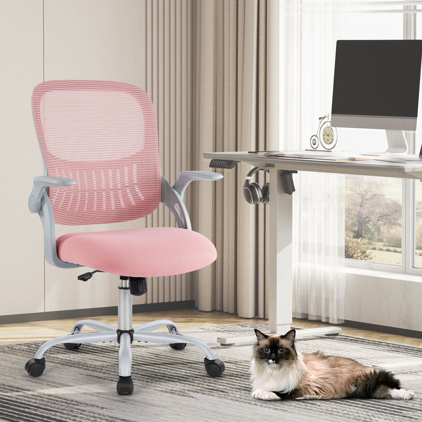Tall Adjustable Office Chair for Standing Desk with Foot Ring