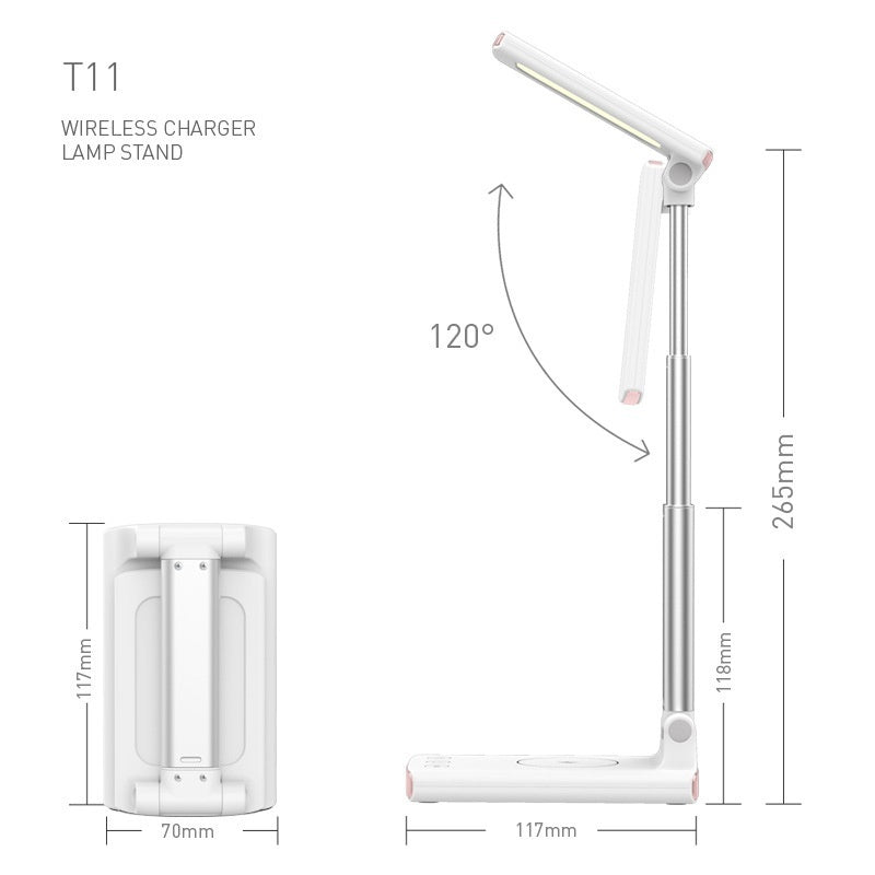 Wireless Charger Desktop Stand Led Desk Lamp USB Night Light Folding