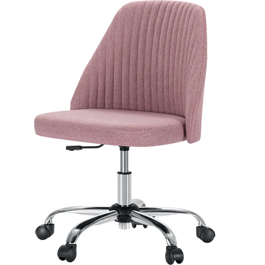 Modern Armless Fabric Swivel Office Chair with Wheels - Multiple Colors