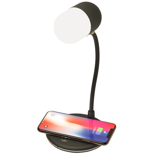 3 IN 1 Desk Lamp With Wireless Charger 5W Bluetooth Speaker USB Dimmable For Bedroom