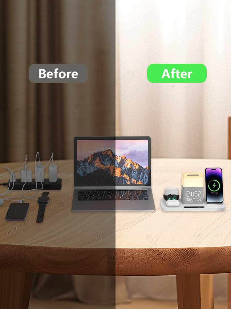6-in-1 Wireless Charging Set Touch Night Light Mobile Phone Bluetooth Synchronization Time