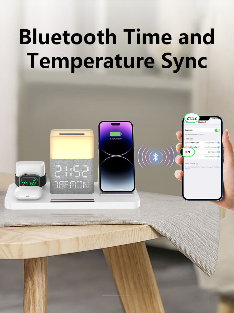 6-in-1 Wireless Charging Set Touch Night Light Mobile Phone Bluetooth Synchronization Time